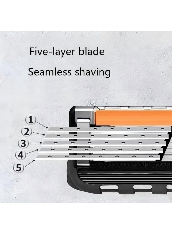 8 Replacement Cartridges for 5-Blade Razors - Includes FREE Handle & Travel Case | Ultra Sharp, Flexible Head & Lubricating Strip | Compatible with Series 5 Handles - Image 4